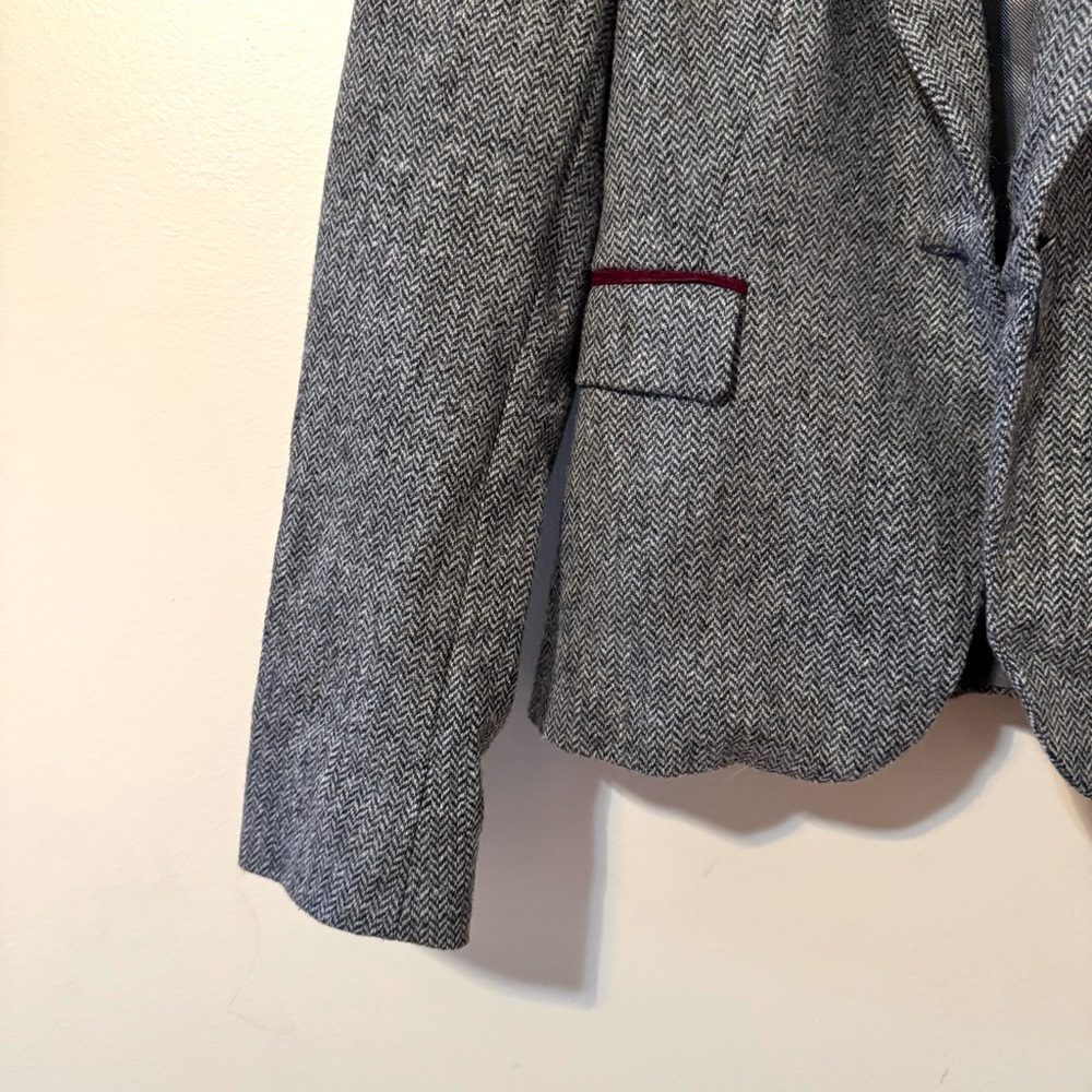 Zara Basic Houndstooth Blazer Jacket Gray Purple … - image 3